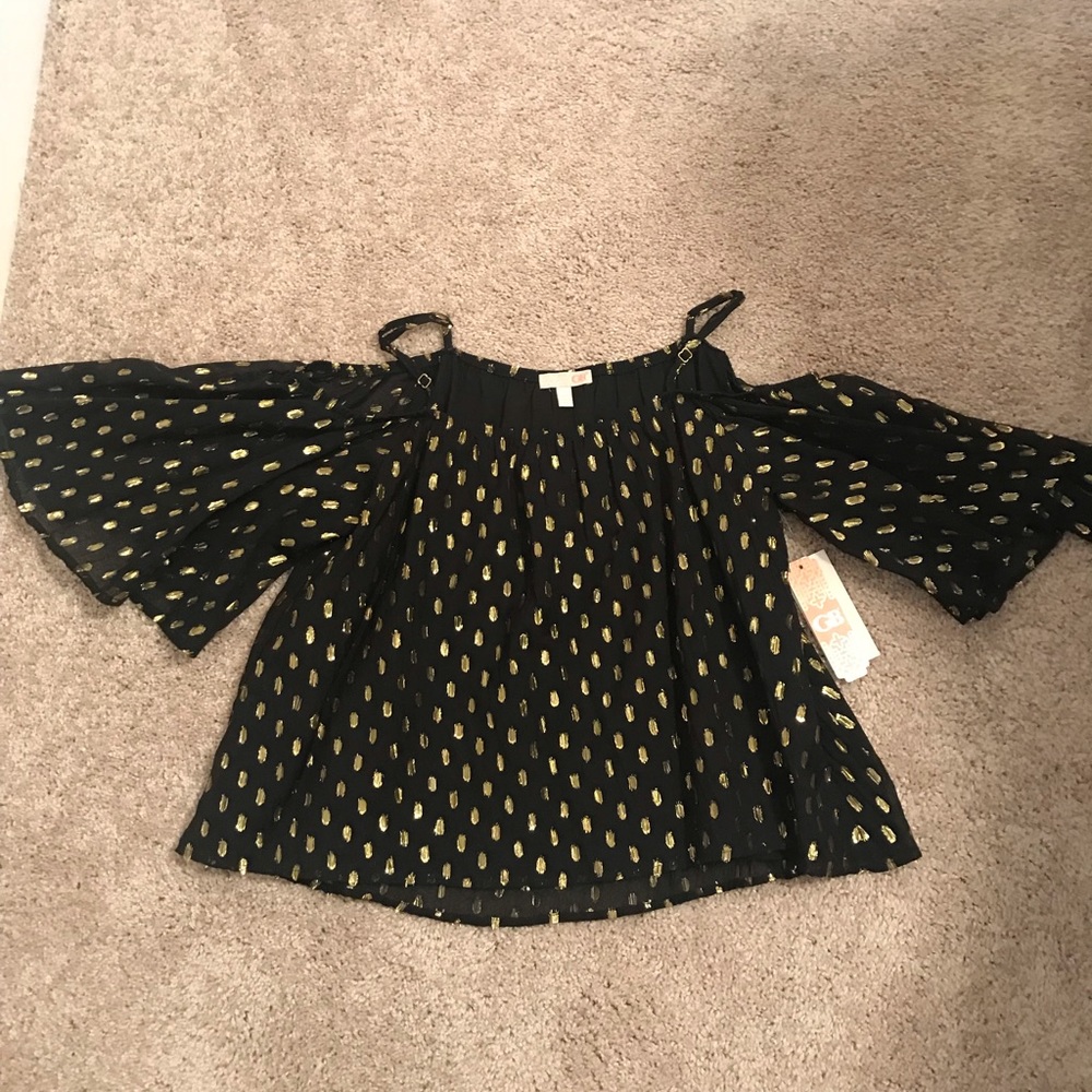Brand New!! Black & Gold Gianni Bini Shirt—XS